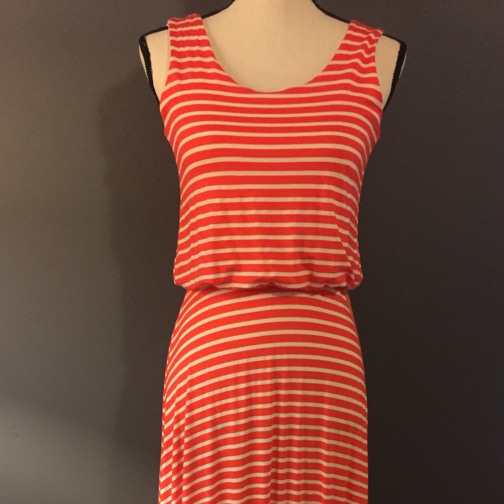 Renee C(Stitchfix) Orange/White Striped Maxi Dress